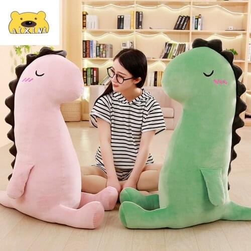 Kawaii Elastic Plush Dinosaur Stuffed Doll Cartoon Dinosaur Soft Toy Green/Pink Dino Animals Pillow Kids Cute Plush Toys Gift