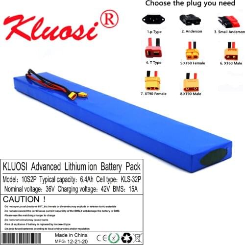KLUOSI 10S2P 36V 6.4Ah 6Ah Built-in 15A BMS 42V 18650 Lithium Ion Battery Pack for M365 Pro Electric Scooter Extended Batteries