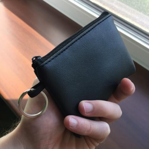 Zipper Coin Purse with Key Ring Women Men Mini Pouch Solid PU Leather Bag Small Card Holder Pocket Money Change Wallet Kids Gift