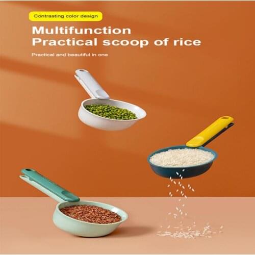 Spoon Rice Spoon Kitchen Household Multi-function Rice Shovel Flour Spoon Coarse Grains With Clip Spoon Large Capacity Sealed