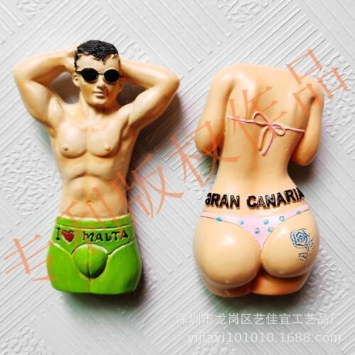 Fridge Magnet Souvenir Hawaii Style Fake Refrigerator Stickers Beach Boy Girl Cartoon Refrigerator Paste Home Decor Gift Ideas