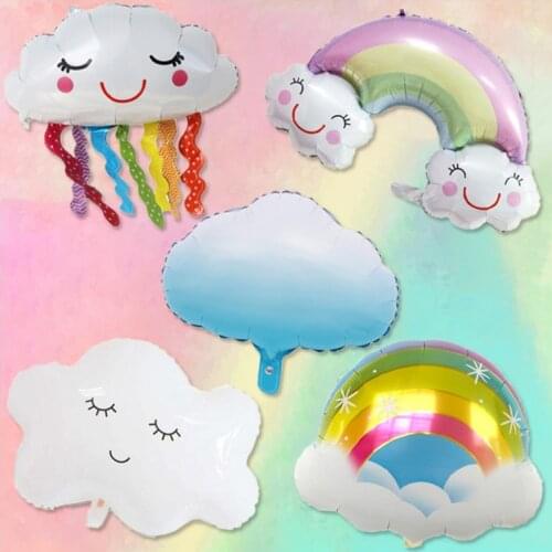 Cartoon Tassel Rainbow Cloud Aluminum Foil Balloon Smiley Aluminum Film Balloon Birthday Balloon