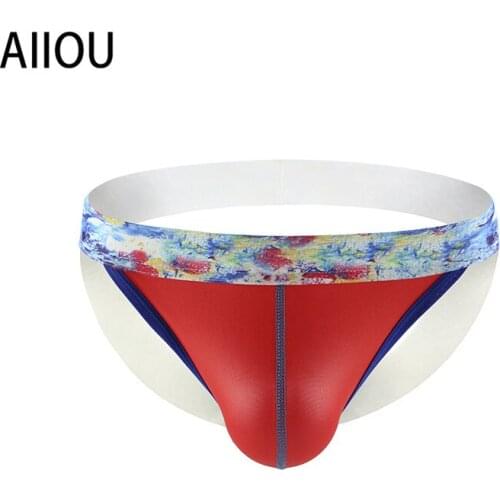 AIIOU Men Sexy Thong Underwear Jockstrap G Strings Homme Faux Leather Penis Pouch Slip Sissy Panties G String Gay Underwear