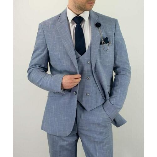 Custom Mens Suit Jacket Winter Woollen Smart Casual Solid V-Neck Single Breasted Slim-Fit Cocktail Party Wedding 3Pieces Suit