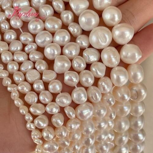 3-4/5-7/6-8/8-9/9-11mm Freshwater Pearl Freeform White Loose Natural Stone Beads For Jewelry Making DIY Necklace Bracelet 14.5"
