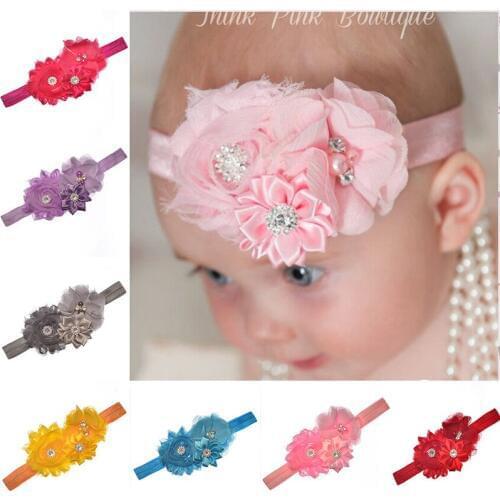 New Fashion Hot children kids Baby girls diamond 3 flowers Headband Headwear Hair Band Head Piece Accessories