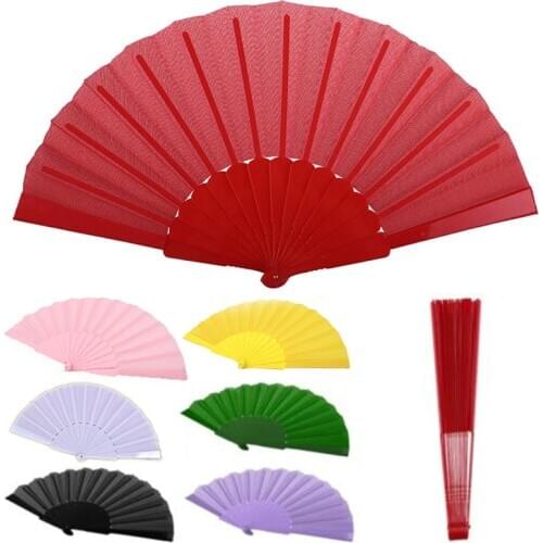 Solid Color Folding Fans Hand Holding Dancing Fans Summer Women Fans HomeCraft Souvenir Decor