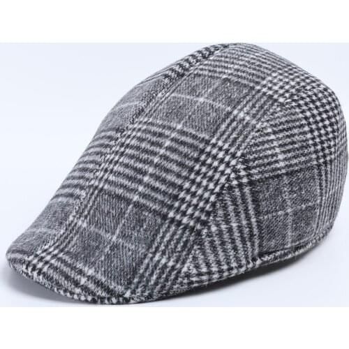 Autumn Winter Men Newsboy Hat Berets Plaid Retro Hats Western Style Advanced Flat Ivy Cap Vintage Breathable Striped Beret