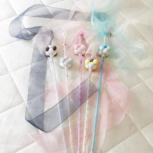 Plush Cat Teaser Wand Interactive Pet Toy Tassel Kitten Teaser Stick Ribbon Cat Toy With Bell Pet Training Toy For Kitten Cats