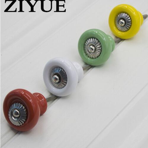 Puxadores Glass Door Handle 2pcs/lot Free Shipping Ceramic Handle Ambry Drawer Chest Gift Box Color Pumpkin Circular Puckering