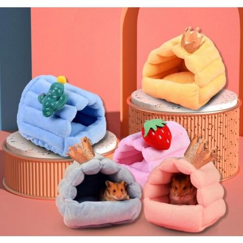 1 Pcs Cute Plush Hamster Nest Soft Skin-Friendly Warmth Small Animal Pets Cage No Deformation Thickened Squirrel Nest