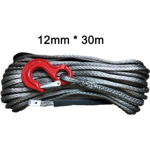 12mm * 30m Synthetic Winch Line UHMWPE Rope With Hook For 4x4 ATV UTV Off-road