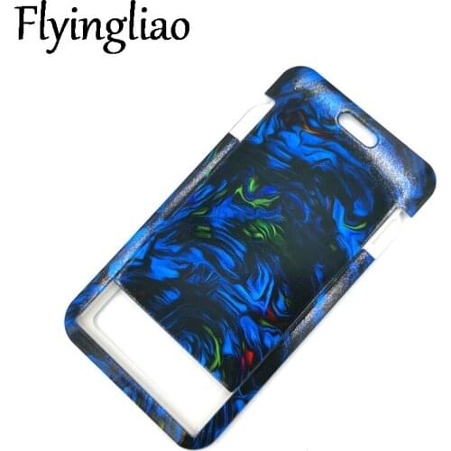 Blue Watercolor Marble Pattern ID Card Students Work Name card Holder Pass Gym Badge Kids Holder Accessories Decorations Gifts