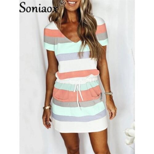 Летние платья в полоску Soniaox China At AliExpress