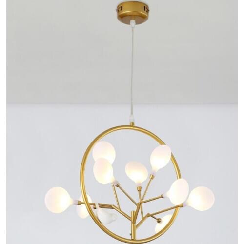 Modern glowworm/Glass Led G4 Golden Metal Chandeliers Ceiling Living Room Lamp Dining Room Light Fixtures Decor Home Lighting