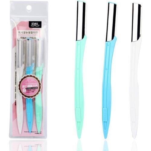 3pcs/set New Eyebrow Trimmer Safe Mini Makeup Knife Blade Shaver Eyebrow Razor Facial Hair Remover Tool