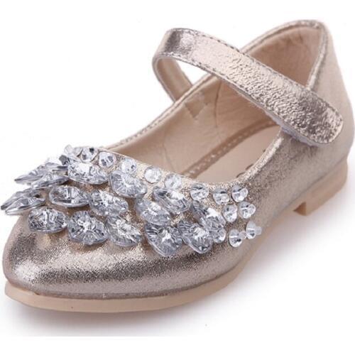 Rhinestones Little Girl Party Princess Shoes Children Fashion Dress Shoes For Big Kids Dance Shoes 3 4 5 6 7 8 9 10 11 12 Year