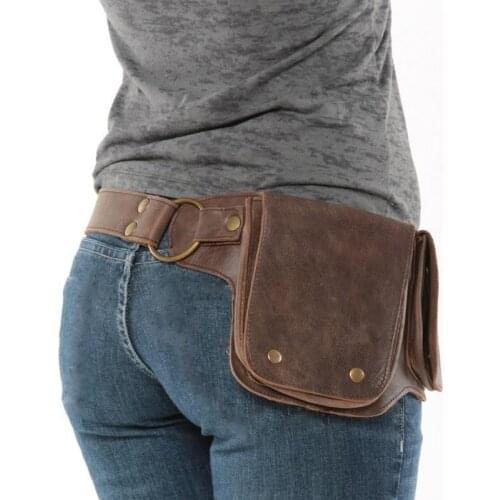 Medieval Adjustable Utility Belt Pocket Women Vintage Leather Hip Bag Waist Pack Viking Knight Pirate Cosplay Wallet