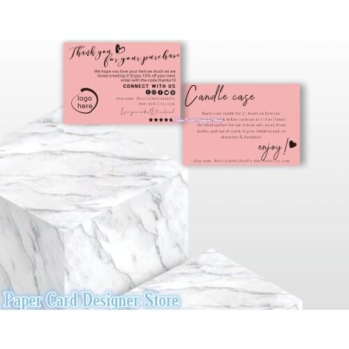 Customize Logo Business Thank You Card Printable Thanks For Your Purchase Card Candle Care Card Template Package Insert Card