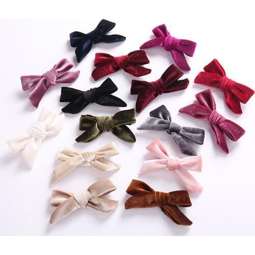 1pc Kids Velvet Bows Clip Hairpinss For Women Autumn and Winter, Schoolgirls Hair Accessories Lovely Bow Hair Barrettes