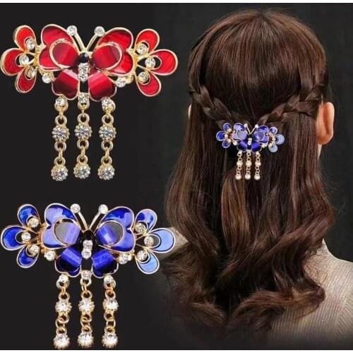 Morkopela Rhinestone Peacock Flower Hair Claws for Women Barrette Hair Crab Alloy Hair Clip Claw for Women Lady Hair Accessories