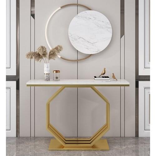 Iron marble porch table light luxury modern simple porch platform wall narrow case porch cabinet into the end view platform