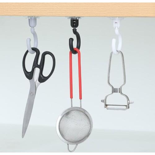 1pcs Ceiling Rotary Hook Strong Hook Household Multi-function Adhesive Hook Wall Key Hanging Door Back Coat Bathroom Accessories