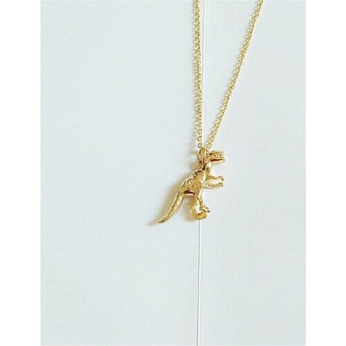 10 pcs / lot fashion jewelry accessories gold metal dinosaur pendant necklace