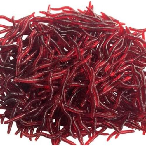 20/50/100pcs Fishing Lure Lifelike Silicone Red Worm Soft Bait Shrimp Odor Artificial Silicone Fishing Lure Bass Carp Tackle