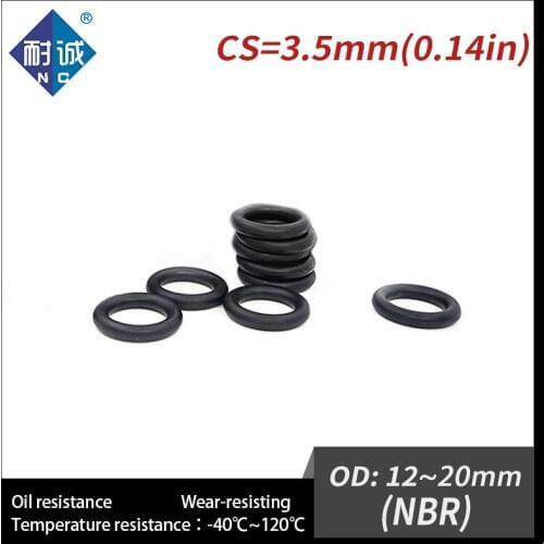 20PCS/lot Rubber Black NBR CS3.5mm OD12/13/14/15/16/17/18/19/20mm O Ring Gasket Oil resistant waterproof