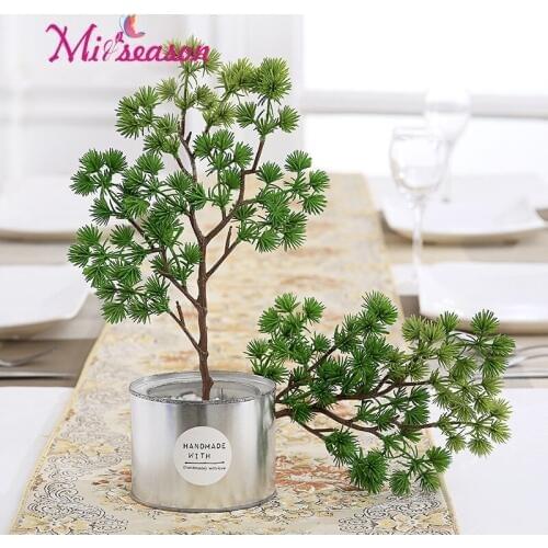 32cm Short branch Artificial Flowers Pine Needles Fake plastic christmas Plant Leaves Garland Home Garden potted Wall Decoration