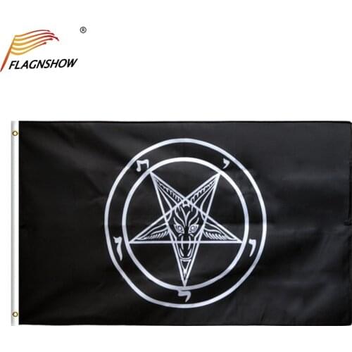 3x5 FT Satan Satanism Flag Roman Catholic Church Flag Knights Templar Pentagram Baphomet Flags