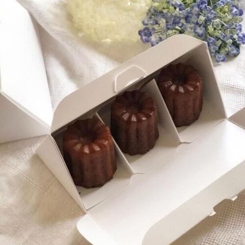 50pcs 3 Grids Dessert Boxes Triangular White Paper Cake Boxes Japanese Simple Baking Packaging Boxes