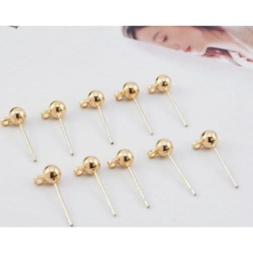 6cs/lot Silver needle copper plated 18K round head with hanging earrings diy jewelry earrings earring material