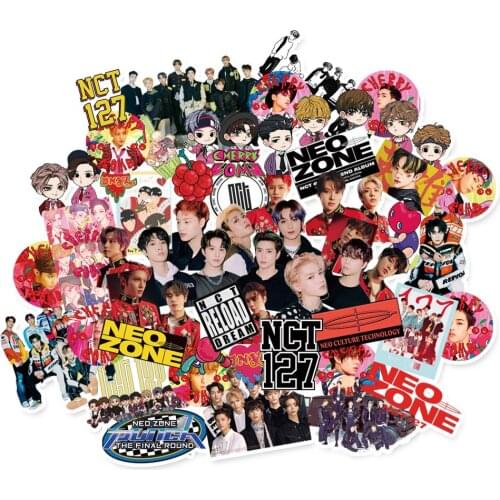 62 Pcs / Set Kpop NCT 127 Photo Stickers Poster Big Head Cute Stickers Hand Account Guitar Laptop DIY Production Accessories