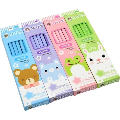 96Pcs Kawaii Smile Bear Standard Wood Pencil With Eraser Writing Drawing Tool Pencil School Stationery