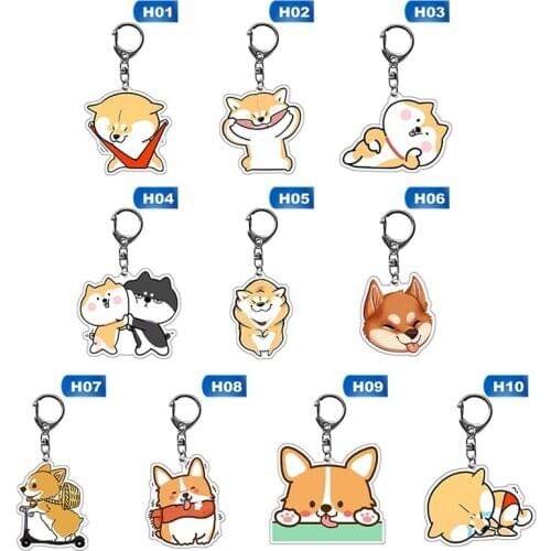Animal Dog Cartoon Acrylic Dog Small Keychain Husky Shiba Inu Alaska Key Chain Ute Japanese Shiba Inu Keychain Jewelry Gift