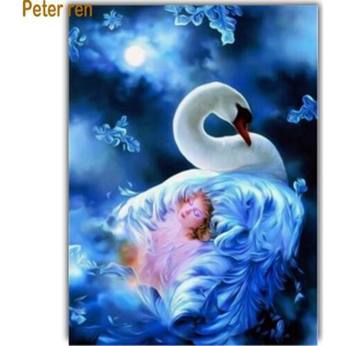 Peter ren Diamond painting cross stitch Square\Round diamond embroidery animal full diamond Mosaic Home Decorations "Swan girl"