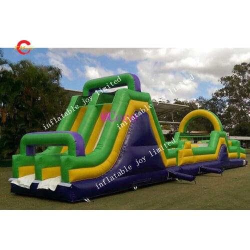 Free sea shipment to port,15m long new design craze inflatable obstacle course, exciting inflatable jumping slide with climbing