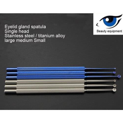 Large micro ophthalmic instrument tool stainless steel spatula meibomian gland curette single head double head sharp key / mediu