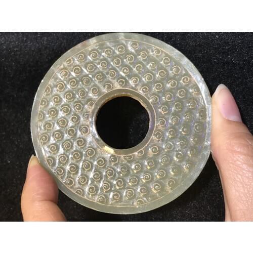 Big Treasure Talisman Chinese Jade Cultural Hetian jade bud Vein Totem Bi pei Carving Pendant Timestown