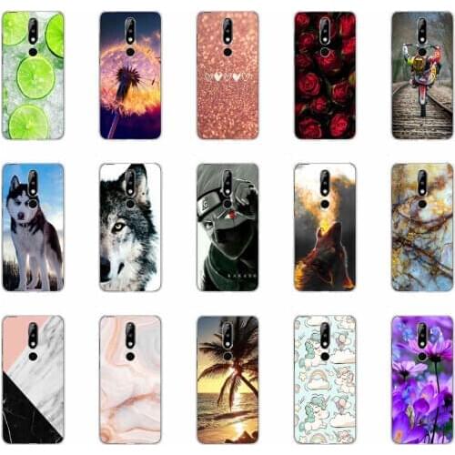 Phone Case For Nokia 5.1 Plus Soft Silicone TPU bumper Thin Flower Floral Painted Back Cover For Nokia 5.1 Plus Case