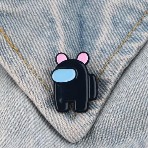 YQ095 Cute Bear Ear Shape Robot Enamel Pin Dark Green Pink Brooch Bags Tops Lapel Cartoon Badge Jewelry Friends Teens Best Gift