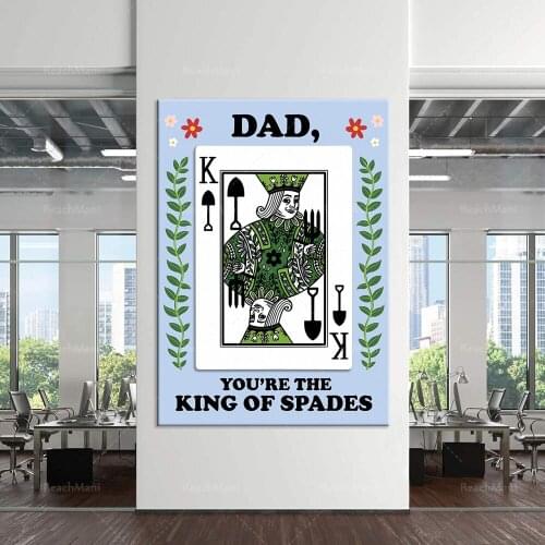 Fun Gardening Fathers Day Card | | King of Spades Playing Card Punch for Dad | Spades Poker Printed Poster