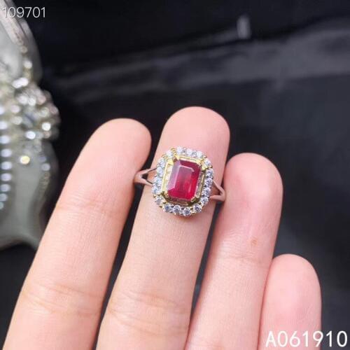 KJJEAXCMY fine jewelry 925 sterling silver inlaid natural ruby gemstone female ring support detection trendy