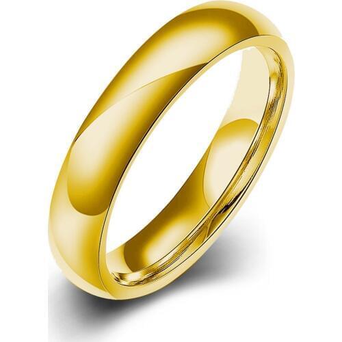 Gold color stainless steel ring 5MM Width finger rings jewelry Fashion men wedding engagement rings for women pack of 5 pcs