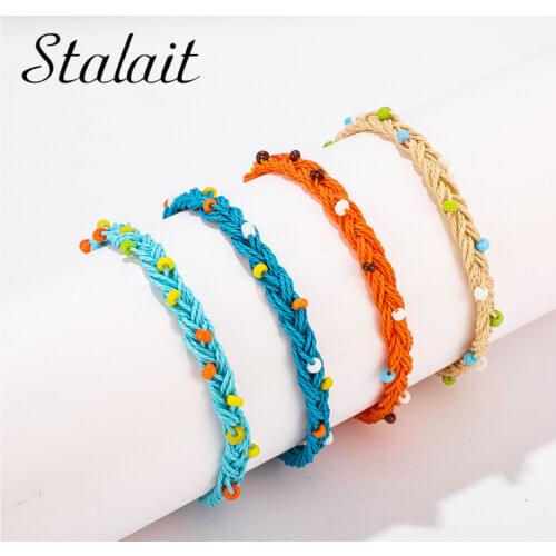 Colorful Boho Beaded Bracelets String Natural Multi-layer Beads Charm Tassel Jewer Handmad Knot Rope Bracelet For Women Gift