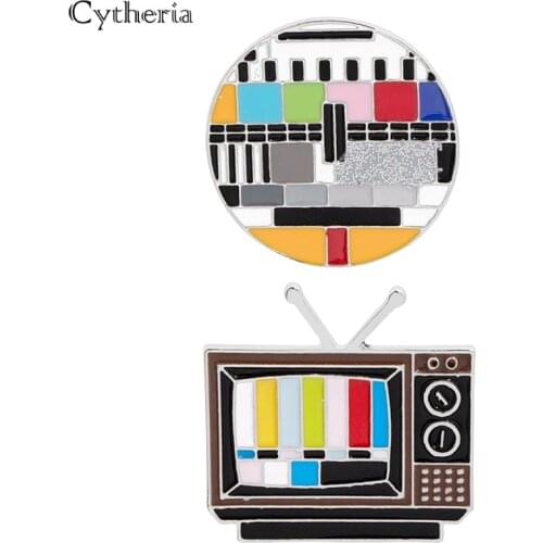 Meme Old TV Enamel Pins Test Signal Television Vintage Jewelry Brooches Clothes Bag Badge Lapel Pin For Women Men