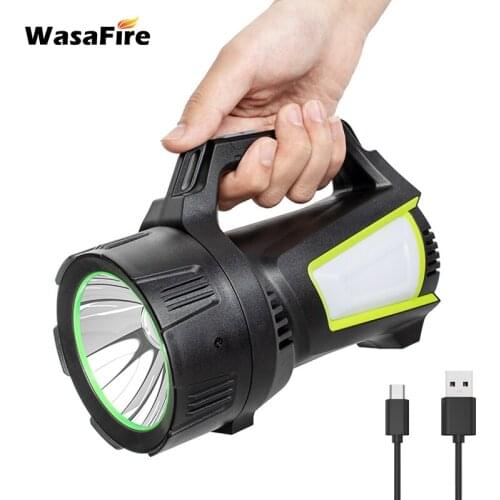 Powerful XHP50 LED Flashlight Camping Rechargeable Searchlight Household Portable Spotlight Lantern with COB Torch 7 Modes