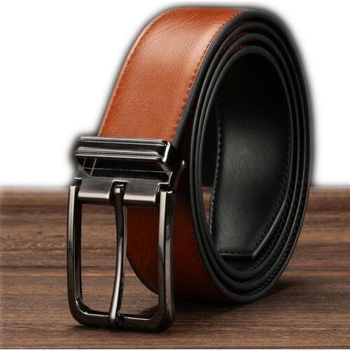 EL BARCO 2018 High Quality Leather Men Belt Casual Black Brown Male Belt Luxury Design Double-sided Strap Belts For Men Cinturon